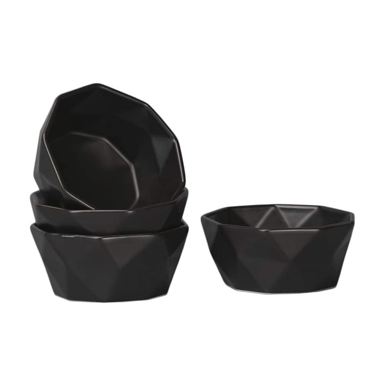 6 Oz Black Matte Geometric Bowls Set